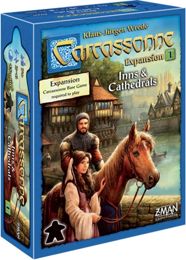 Carcassonne Inns  Cathedrals Expansion - Tile-Laying Medieval Board Game, Ages 7+, 2-6 Players, 45 Min Playtime by Z-Man Games