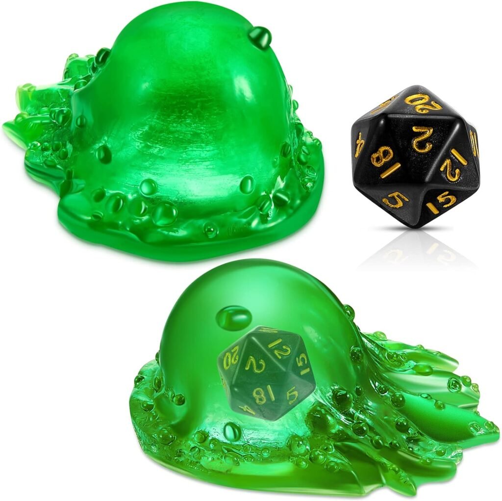 Dice Jail Gelatinous Cube Dice Prison Resin Dice Cage Translucent Dice Storage Container/Holder Dice Miniature Accessory for Table Game Party Gatherings Gifts (Green)