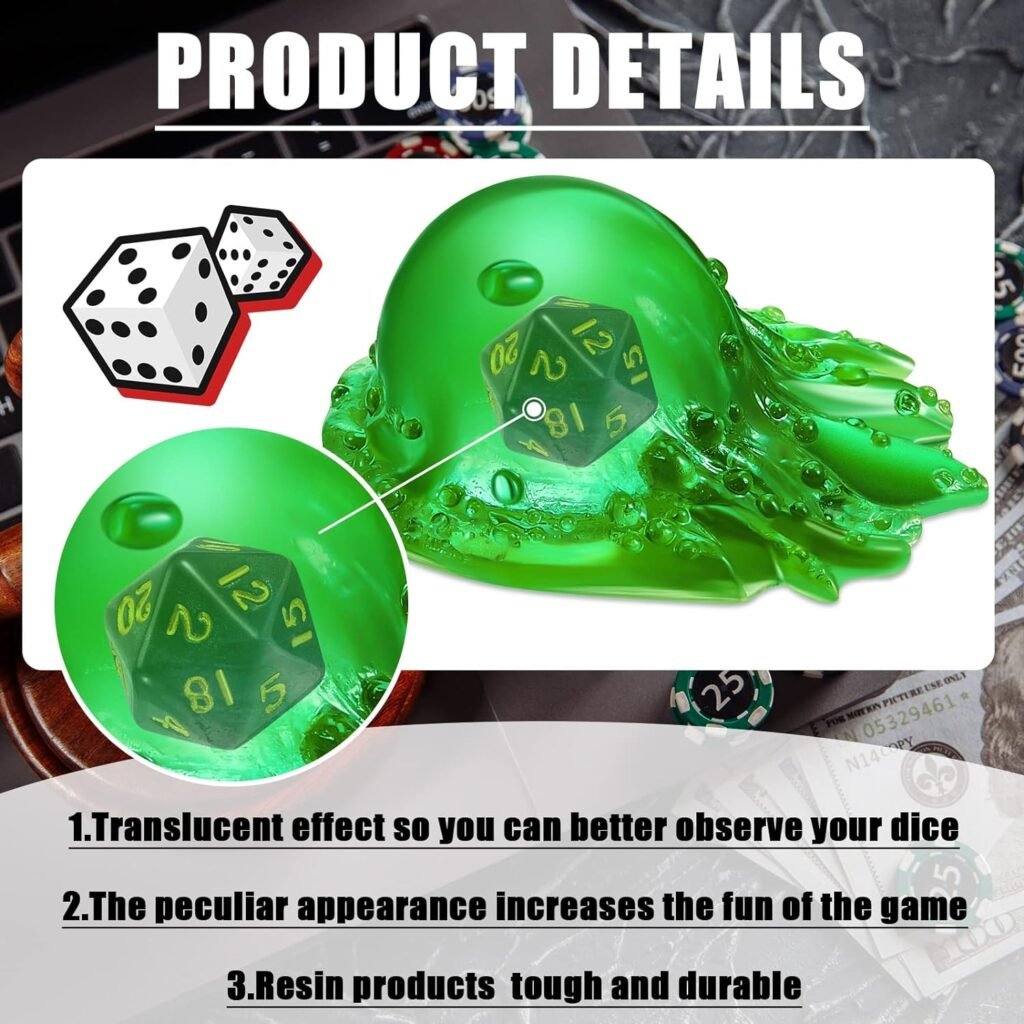 Dice Jail Gelatinous Cube Dice Prison Resin Dice Cage Translucent Dice Storage Container/Holder Dice Miniature Accessory for Table Game Party Gatherings Gifts (Green)