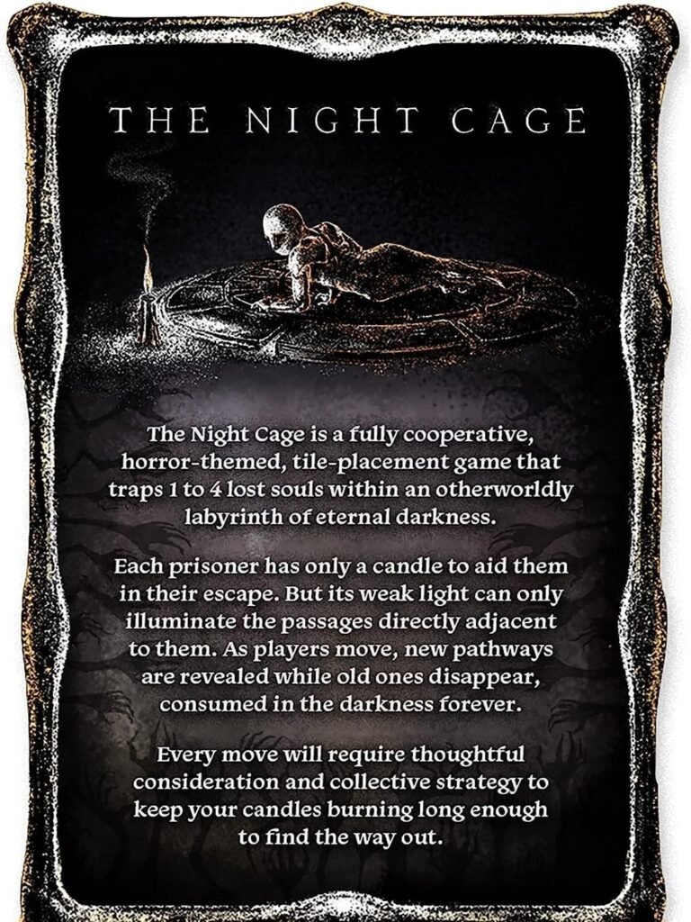 The Night Cage, by Smirk and Dagger, a Spooky Cooperative Strategy game, 1-5 Players lost in a Dark Maze with only a Candle, Fun Horror Themed Tile Laying and Perfect for Game Night, Adults, Teens 14+