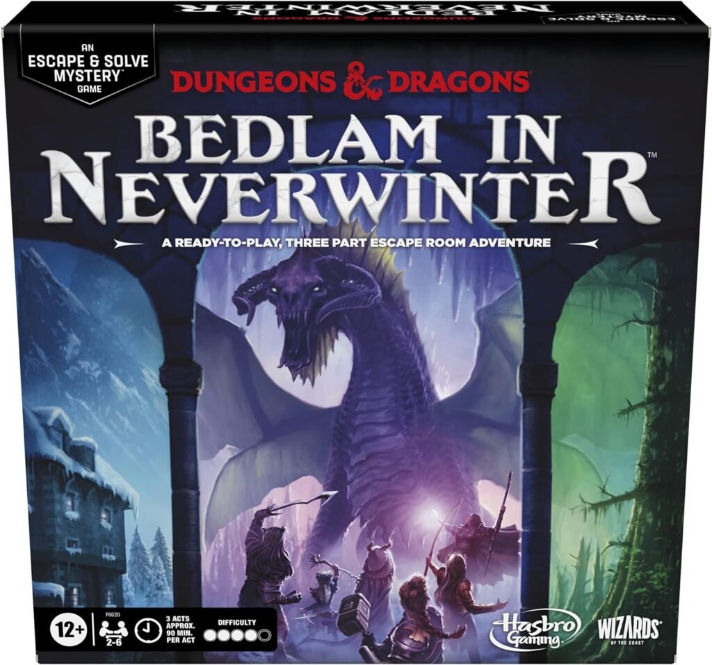 Hasbro Gaming Dungeons  Dragons: Bedlam in Neverwinter Board Game, Escape Room, Cooperative Strategy Games for Ages 12+, 2-6 Players, 3 Acts Approx. 90 Mins Each