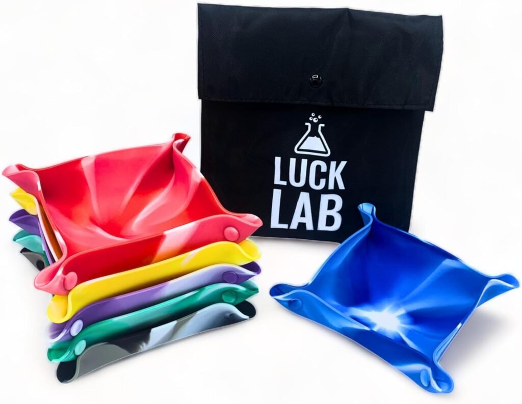 Luck Lab Board Game Storage Bowls, 6-Pack | Folding Tray Accessory Holds Tabletop Bits, Chits, Pieces | Swirl Colors | Bonus Storage Bag
