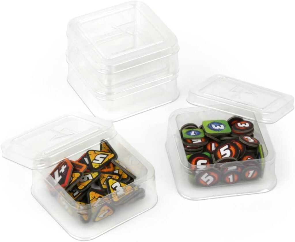 BCW Spectrum Bit Box Basics - 4 Box Pack | Thin Flexible Plastic | Basic Stackable Game Piece Organizers for Meeples, Coins, and Bits | Ideal Storage Solution for Tabletop Gaming Accessories