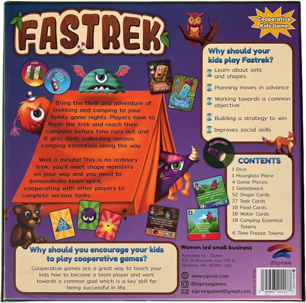 Fastrek - Trek to Campsite | Cooperative Board Game | 2-4 Player Strategy Game | Age: 5+