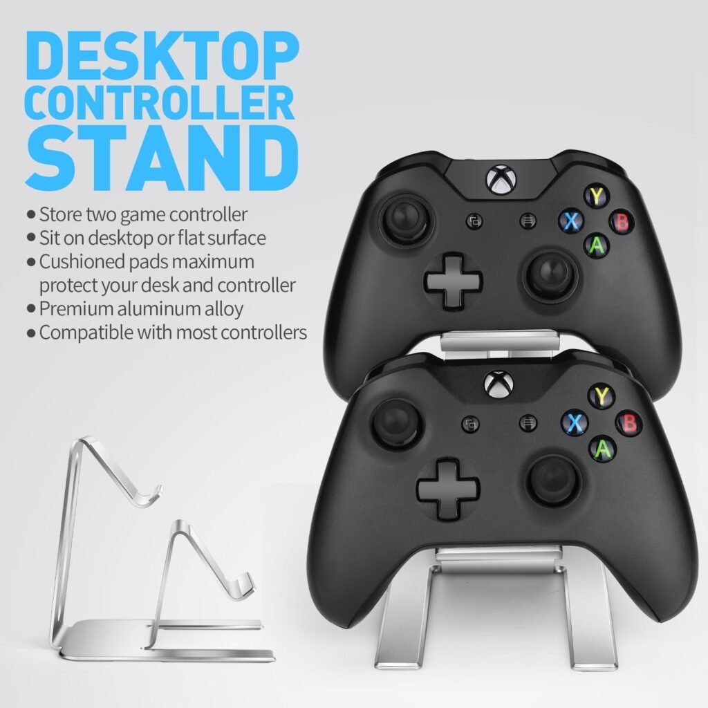 Controller Holder – 2 Tier Universal Aluminum Display Stand Accessories PC Gaming Desk Decor Stuff Gamer Gifts for Xbox Series X S, Elite 2, PS5, PS4, PS3, Switch Pro and Almost All Controller