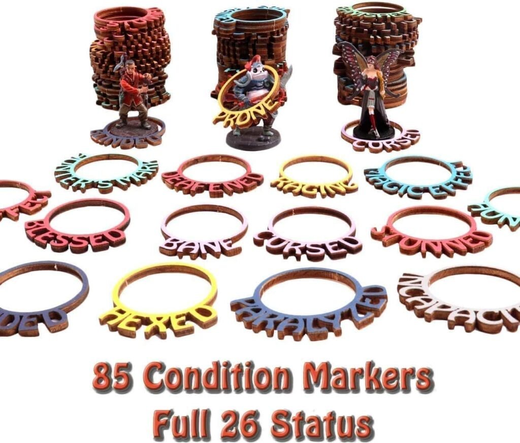 Dungeon  Dragons Condition Markers DND Status Rings for Miniatures, Byhoo 85 Pcs Color Coded Tabletop Gaming Markers RPG Tracking Accessories Great DM Tool for Spells, Magic Hexes, Effects  Traps