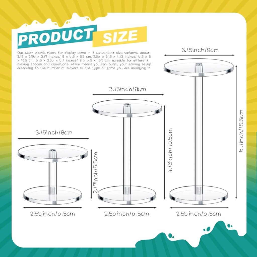 3 Pieces Acrylic Combat Risers for Flying Miniatures, Flying Miniatures Combat Riser, 3 Different Heights Flyer Risers for Tabletop RPG Board Games Watch Jewelry Small Planters Figures Display