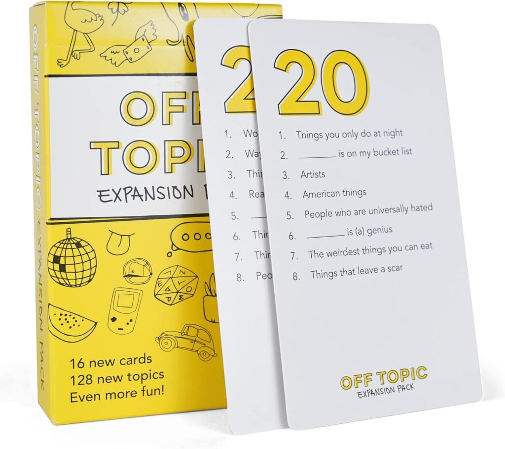 OFF TOPIC Adult Party Game Expansion Pack - 128 New Topics for The Fun Board and Card Game for Group Game Night