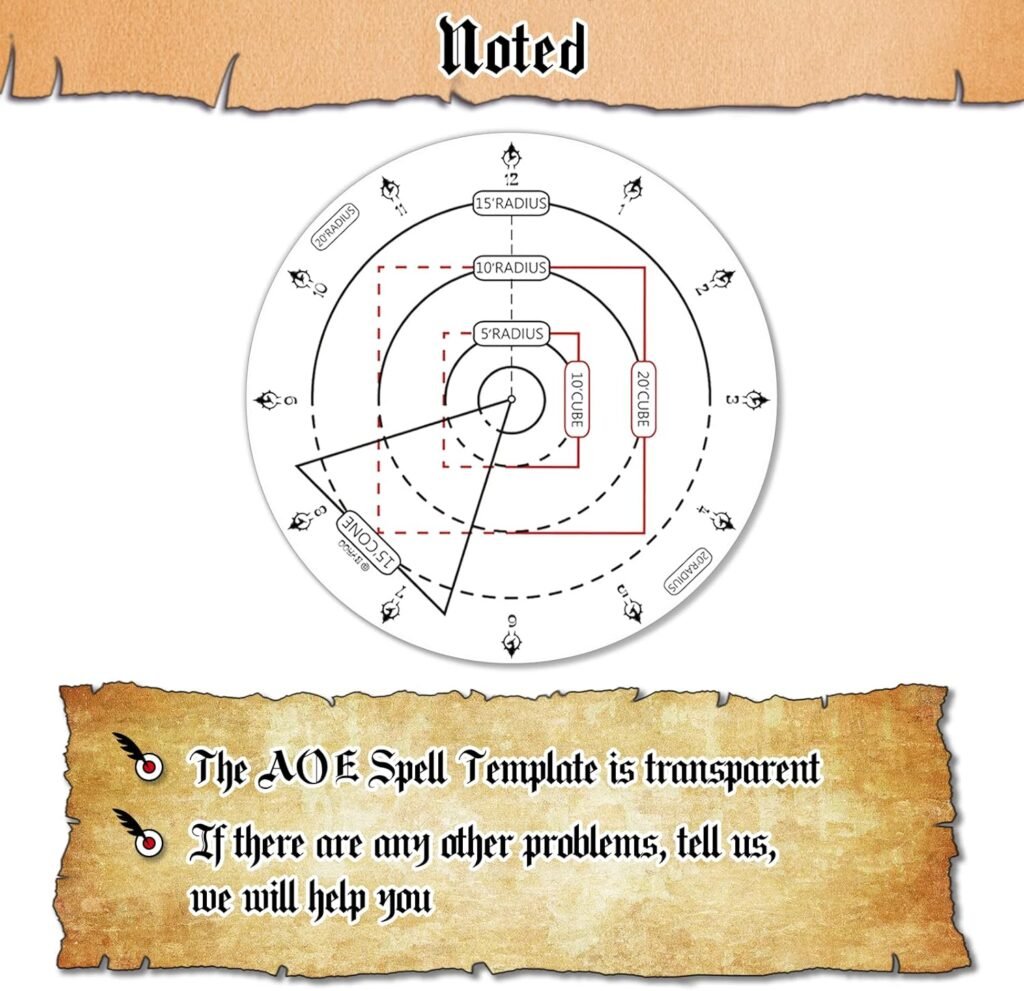 Byhoo Spell AOE Damage Marker DND Area Effect Template - 1 Grid or Hex Tabletop Game Mat RPG Gaming Accessories for Dungeons and Dragons 5E Pathfinder and Other TTRPGs