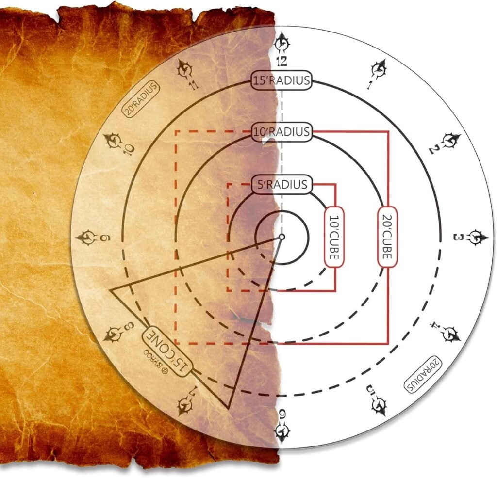 Byhoo Spell AOE Damage Marker DND Area Effect Template - 1 Grid or Hex Tabletop Game Mat RPG Gaming Accessories for Dungeons and Dragons 5E Pathfinder and Other TTRPGs