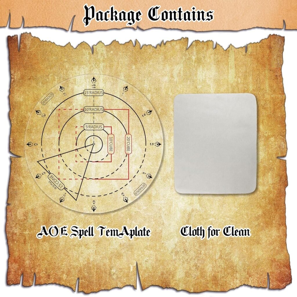 Byhoo Spell AOE Damage Marker DND Area Effect Template - 1 Grid or Hex Tabletop Game Mat RPG Gaming Accessories for Dungeons and Dragons 5E Pathfinder and Other TTRPGs