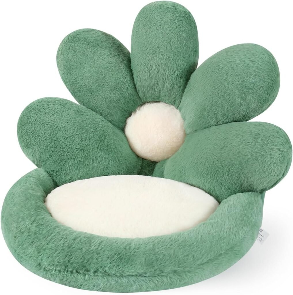 Ditucu Flower Shape Chair Pillow Cute Seat Cushion 21 inch Comfy Lazy Sofa Floor Pillows Dorm Seating for Childs Adults for Bedroom Decor Green