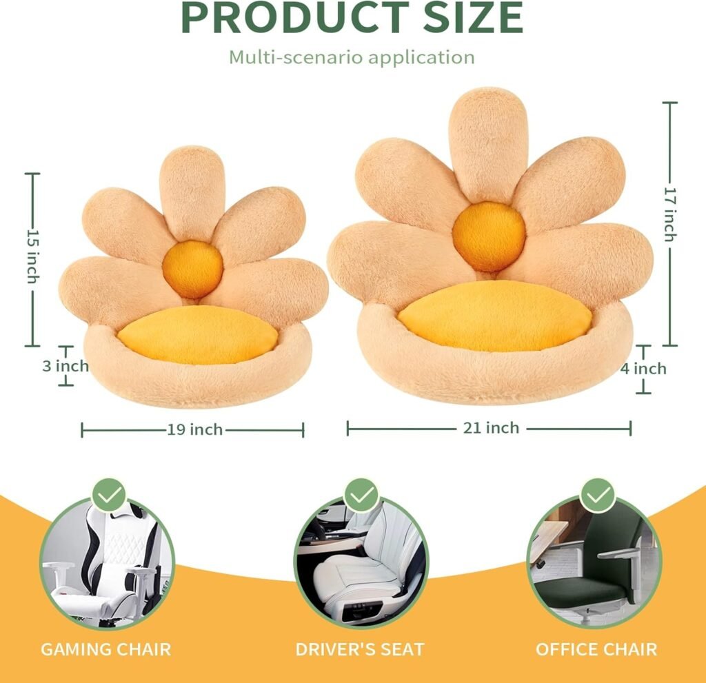 Ditucu Flower Shape Chair Pillow Cute Seat Cushion 21 inch Comfy Lazy Sofa Floor Pillows Dorm Seating for Childs Adults for Bedroom Decor Green