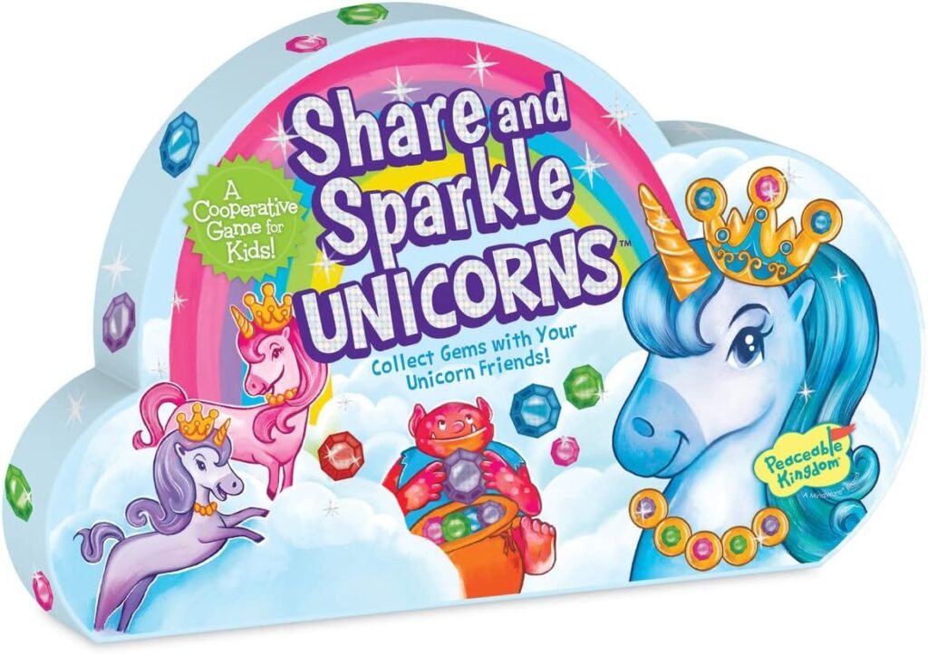 Peaceable Kingdom Share and Sparkle Unicorns Cooperative Strategy Game for Families and Kids Ages 4  Up